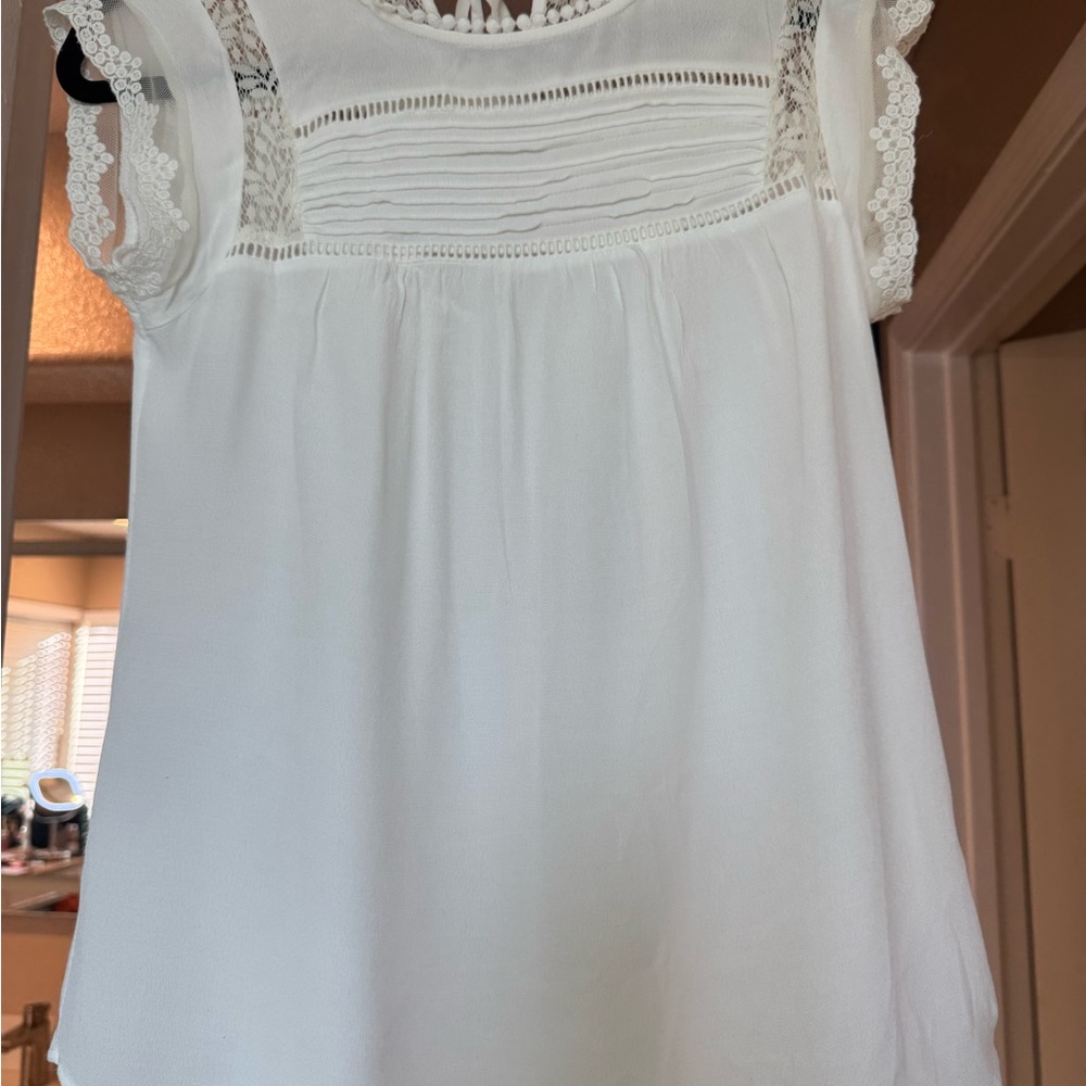 Daniel Rainn White Lace Accent Blouse